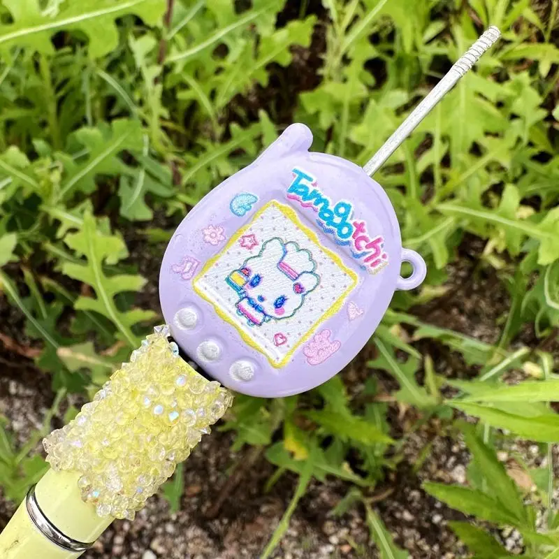 Painted Cartoon Multiple Styles Double Sided Print Tamagotchi Game Console Bead Phone Key Chain Charm DIY Jewelry - view 3