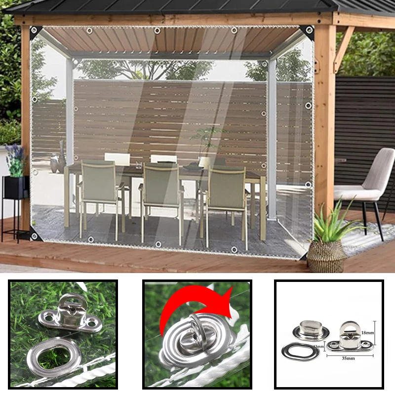 

Настраиваемый сверхмощный прозрачный брезент с поворотным замком, уличная беседка, прозрачная брезентовая занавеска, съемная непромокаемая ткань