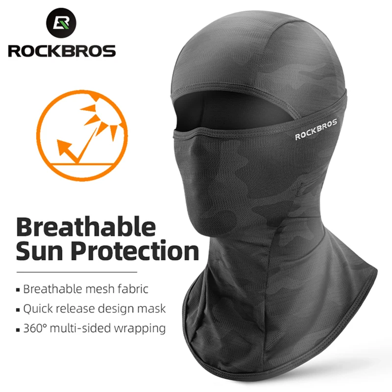 ROCKBROS Mask lce Silk Breathable Headwear UV Sun Protection Cycling Mask Summer Balaclava Scarf Outdoor Bicycle Cool Face Masks