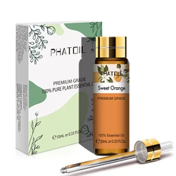 Phatoil 10ml óleo essencial puro de laranja doce com conta-gotas para umidificador difusor mirra agulhas de pinho mandarina tomilho óleos de aroma