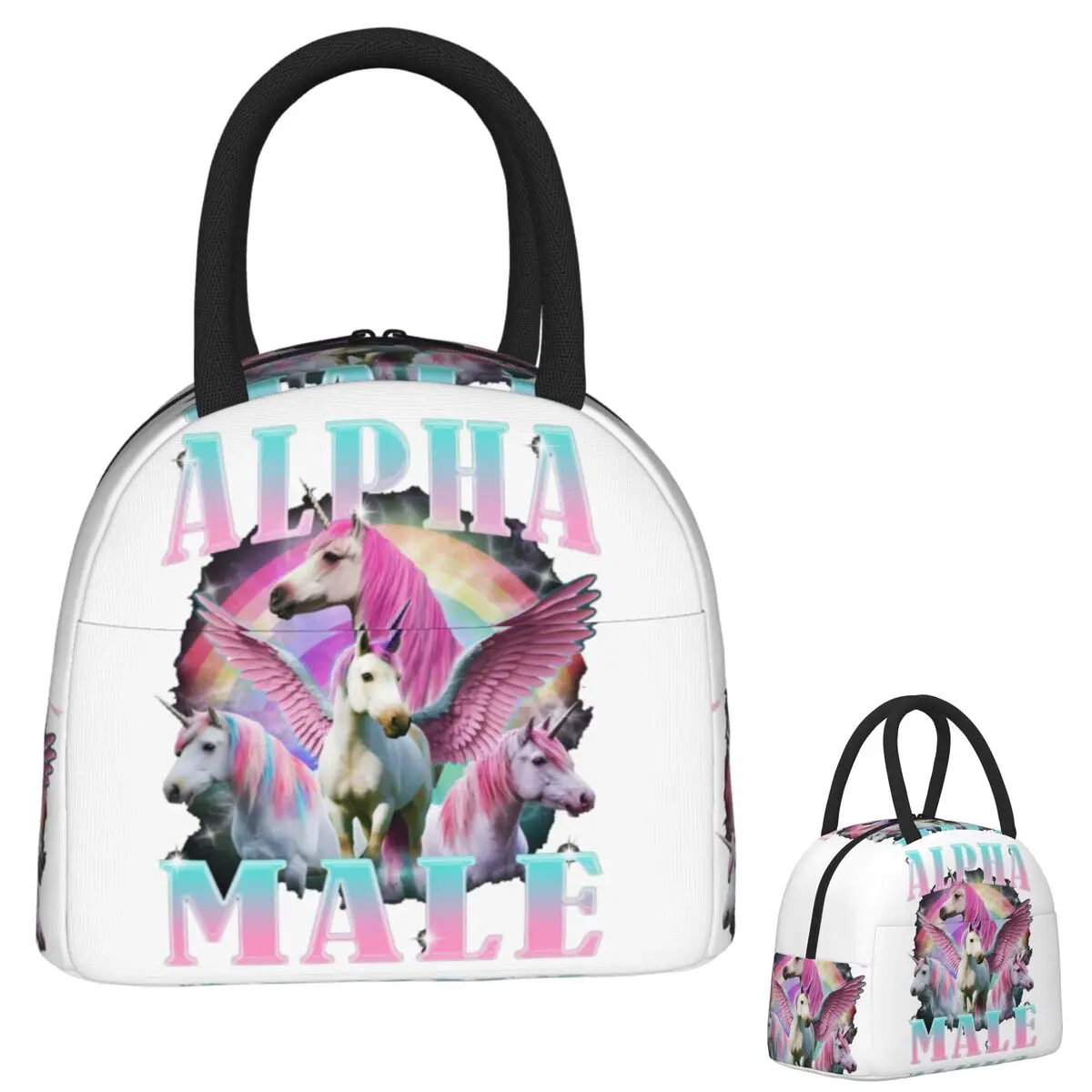 

Alpha Male Unicorn Meme Lunch Bags Insulated Bento Box Portable Lunch Tote Picnic Bags Thermal Bag for Woman Student Work