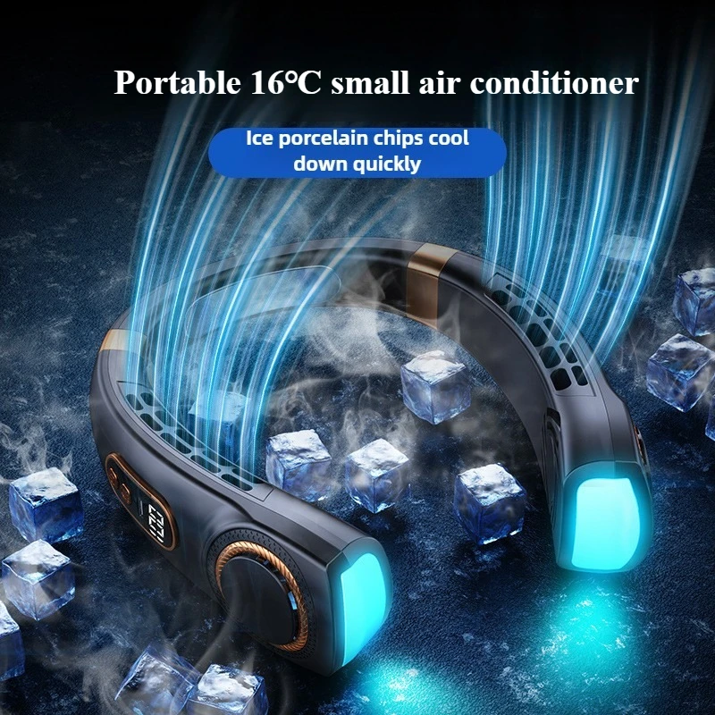 Portable Car Halter Neck Fan USB Handheld Silent Multi-function Bladeless Mini Electric Hanging Neck Fan Outdoors