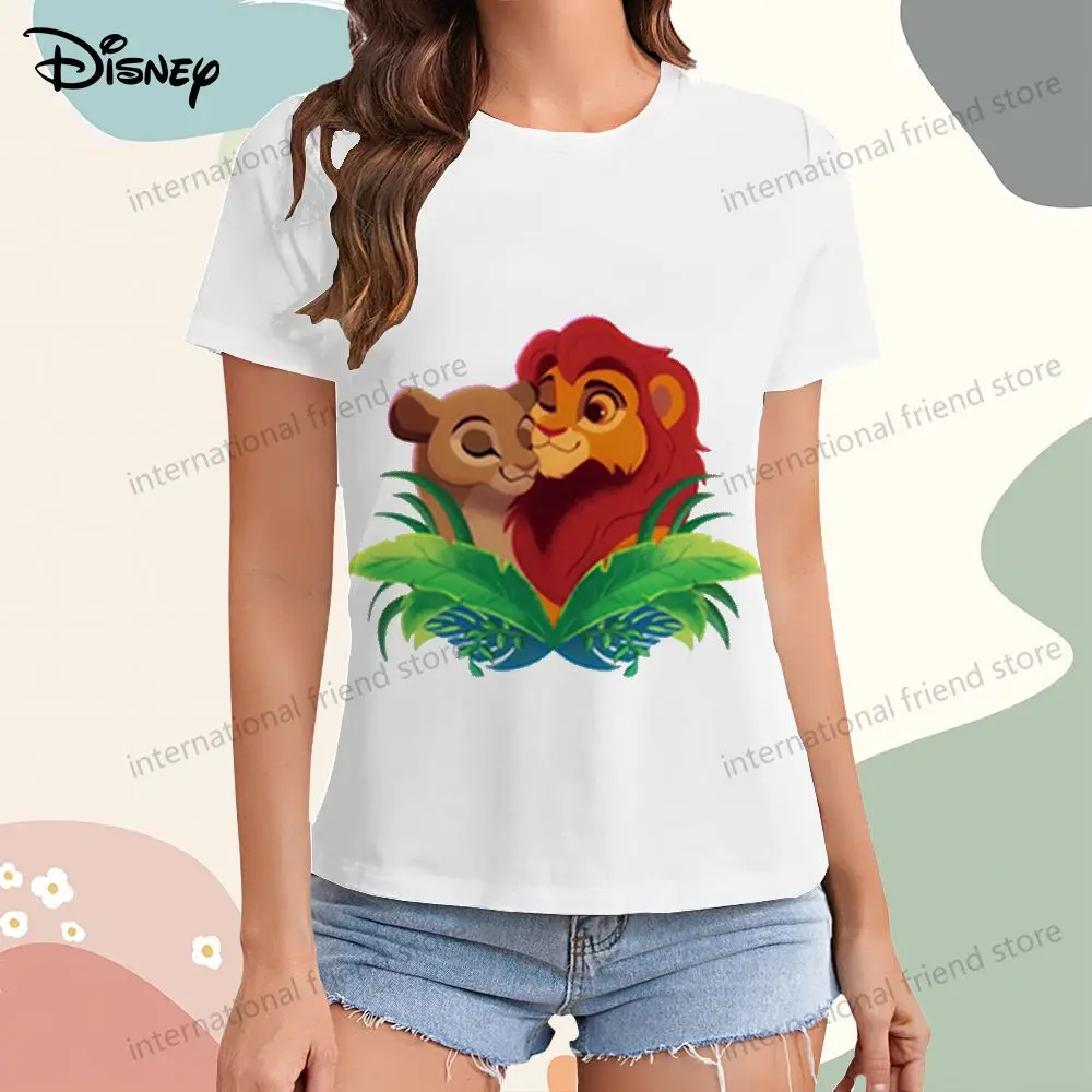 Simba Disney The Lion King T-shirt Women\'s Leisure Summer New Dress Youthful Woman Clothes XS-3XL T-shirts Y2k Short Sleeve Tee