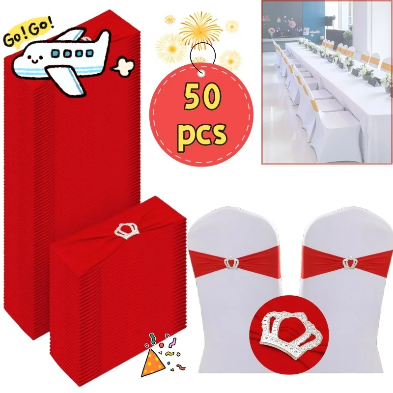 50-10 pièces couronne boucle Spandex chaise ceintures curseur extensible chaise bandes couverture cravates pour Banquet mariage, événement d'entreprise fête