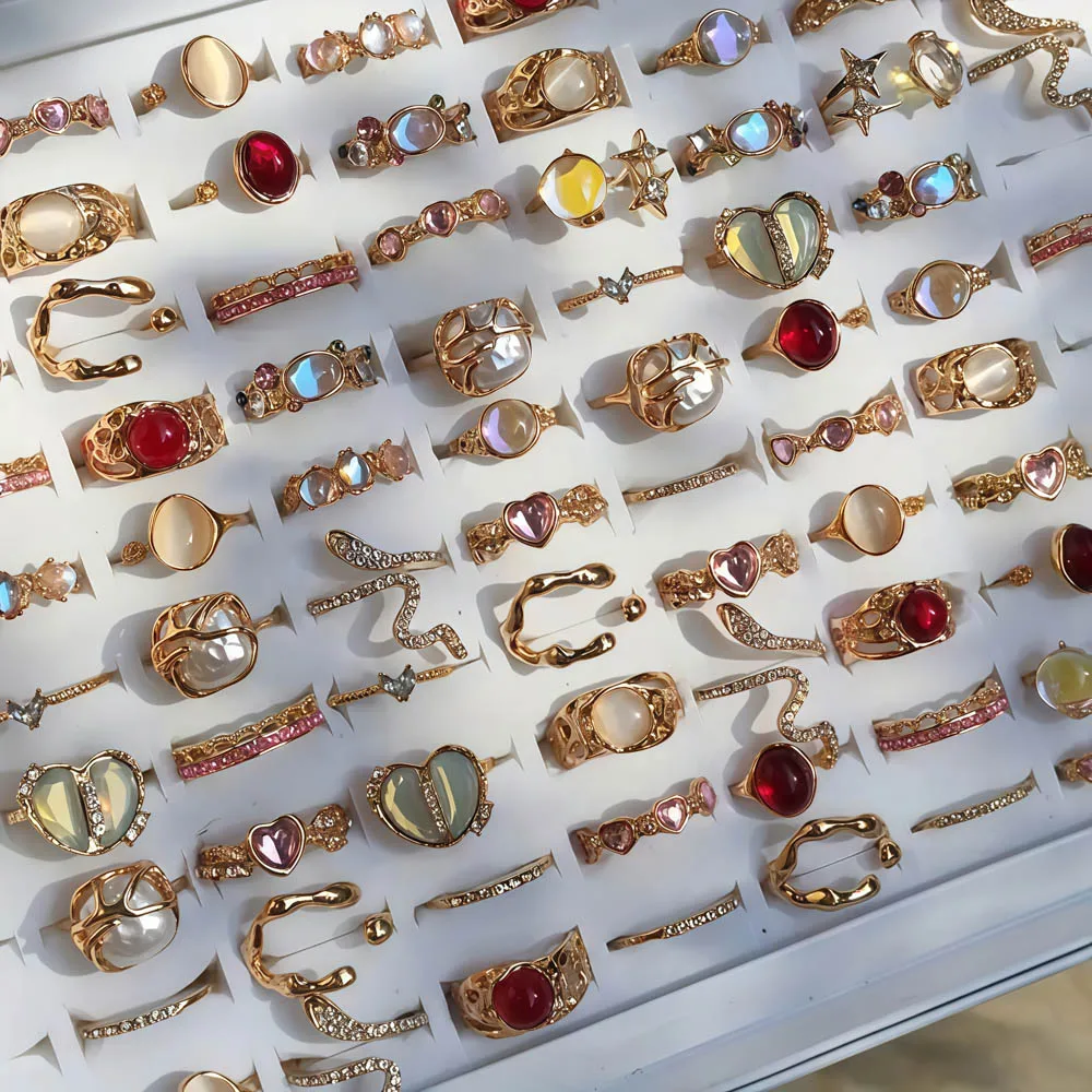 20 قطعة/الوحدة سحر الموضة أنيقة القلب الأفعى لامعة حجر الراين خواتم للنساء مزيج نمط مفتوح قابل للتعديل مجوهرات يومية هدايا الحفلات #4