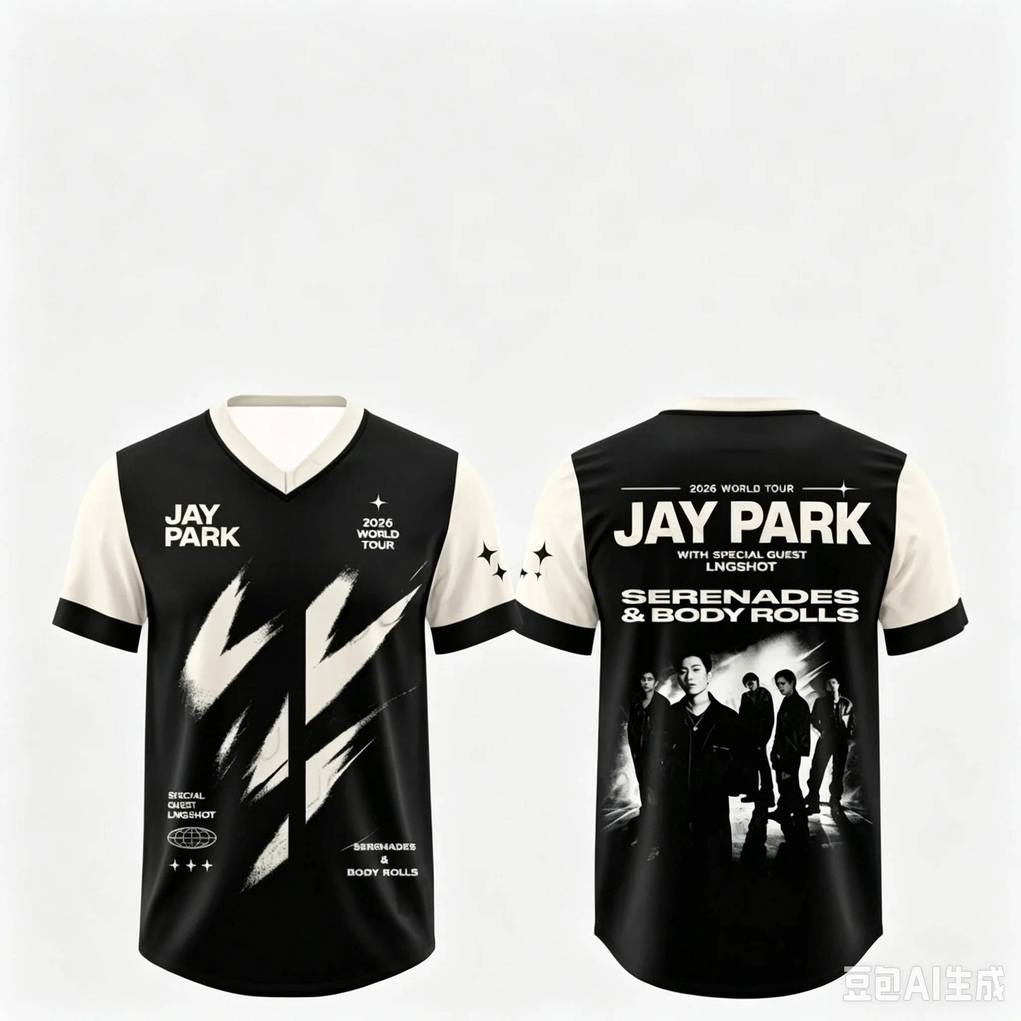 Summer Women's Men's Kpop Fans Gift JAY PARK 2026 World Tour x  Serenades & Body Rolls Short Sleeve T-shirt