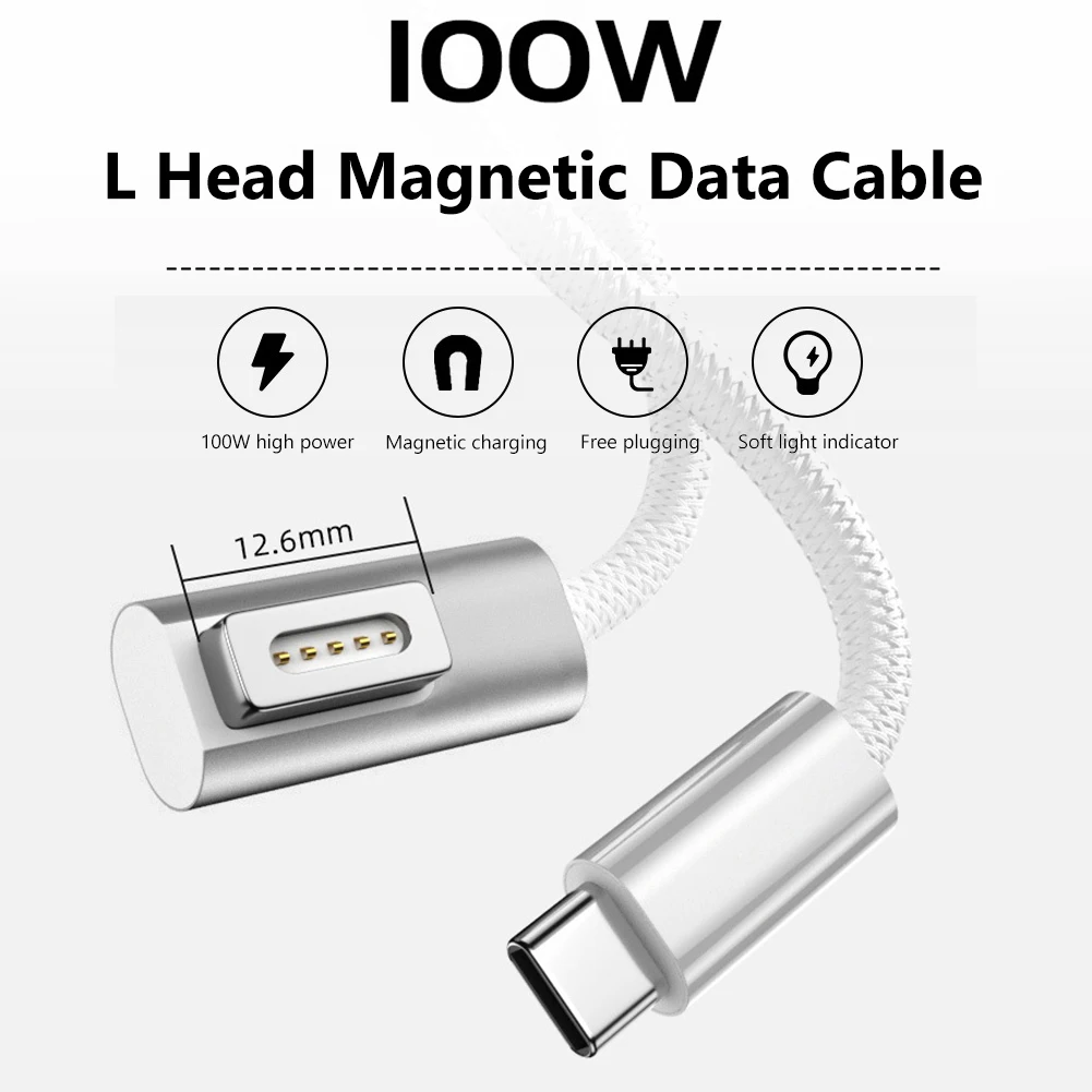 USB C PD 100W Fast Charge Cable Type C Magsafe 1/2 Cable Cord Adapter For MacBook Air/Pro Fast Charging Converter Charing Cord