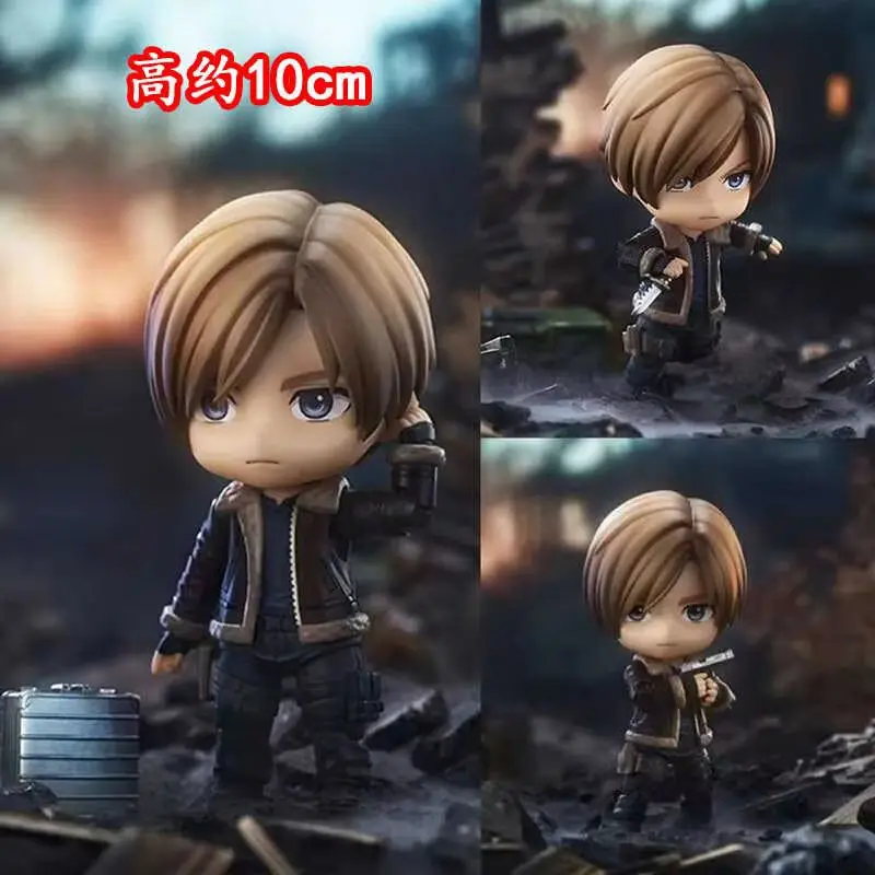 Nuevo 10cm en Stock Original Resident Evil 4 Remake 2337 Leon S. Kennedy Q versión muñecas de acción Anime Pvc modelo chico juguete de cumpleaños