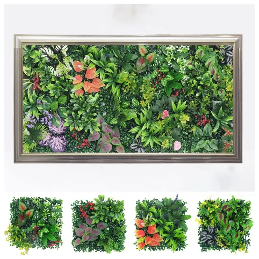 

DIY Artificial Plant Wall Panel Durable Eternal Life Simulation Maple Plant Sheet 25*25cm Lifelike Fake Green Grass Mat