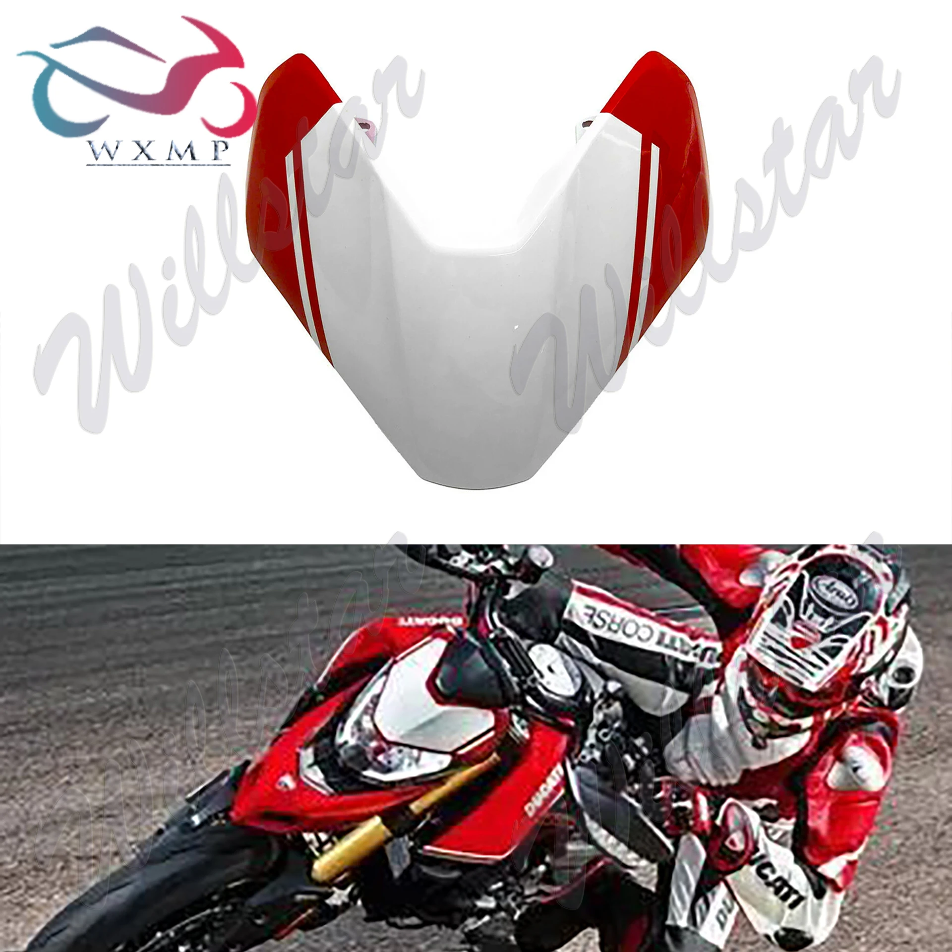 

Red&White Upper Front Headlight Fairing For Ducati Hypermotard 950 2019-2021