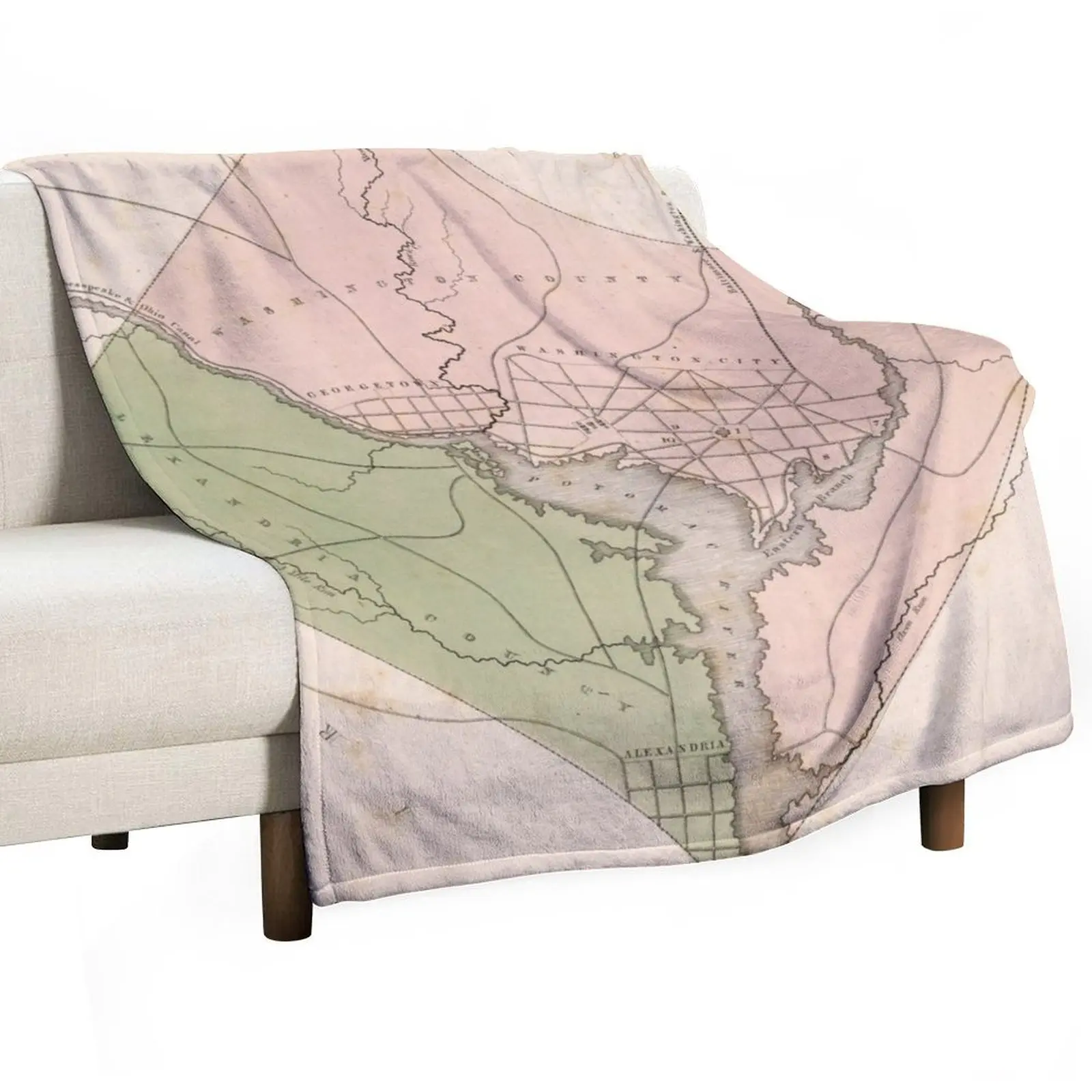 Vintage Map of Washington DC (1838) Throw Blanket Shaggy Travel Thermal manga Blankets