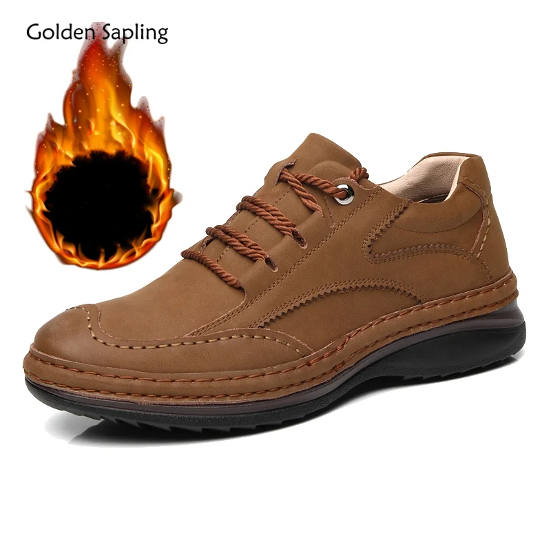 

Golden Sapling Winter Men Loafers Fashion Warm Plush Driving Shoes Leisure Flats Business Man Shoes Comfortable Footwear Spring