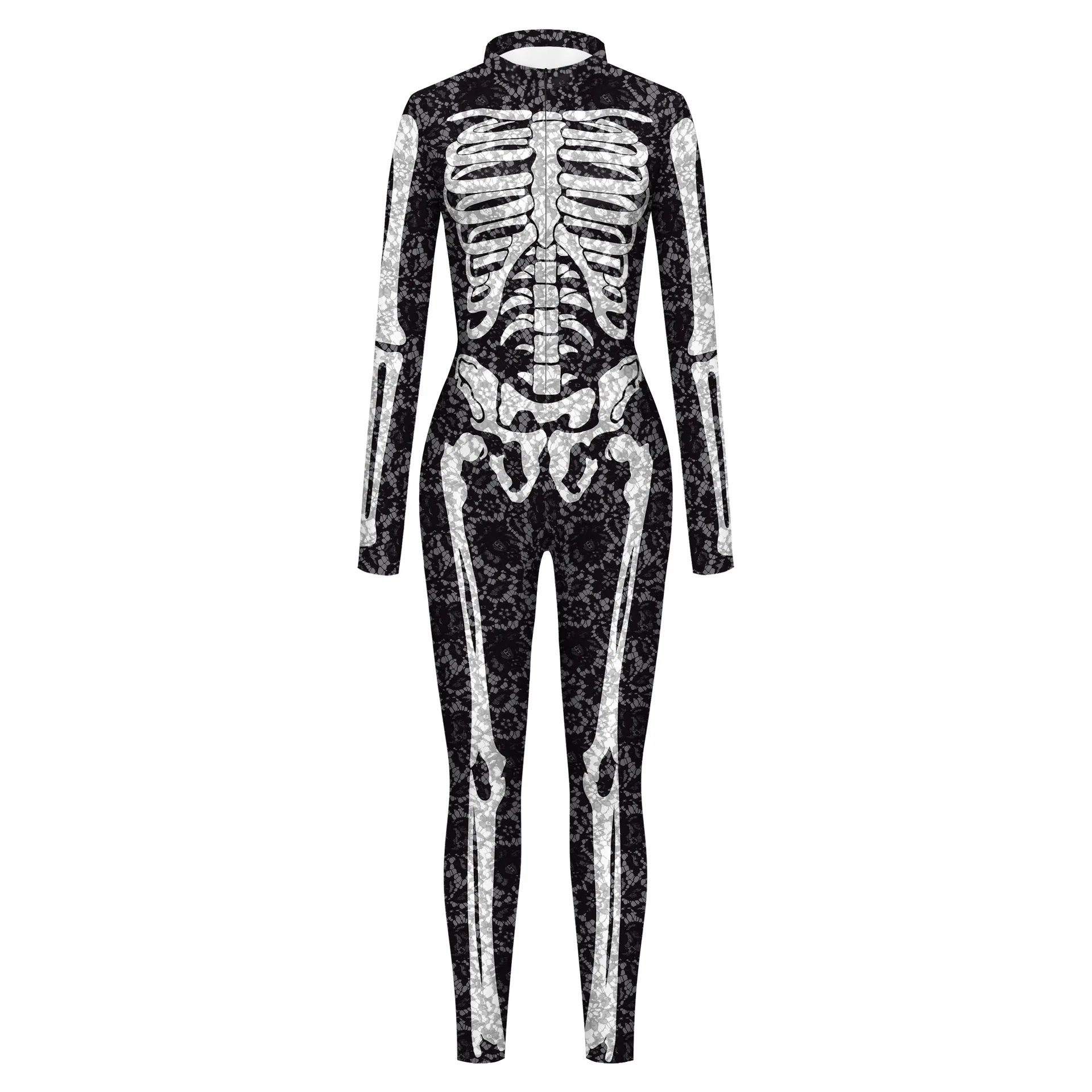 Women Men Future Robot Machine Skull 3D Printed Punk Jumpsuit Halloween Cosplay Costumes Party Role Playing Dress Up Outfit