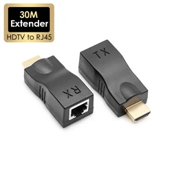 Przedłużacz wideo HDMI-kompatybilny z RJ45 4K 3D HDTV 1.4 do 30M rozszerzenie do RJ45 przez Cat 5E/6 sieć LAN Adapter sieci Ethernet