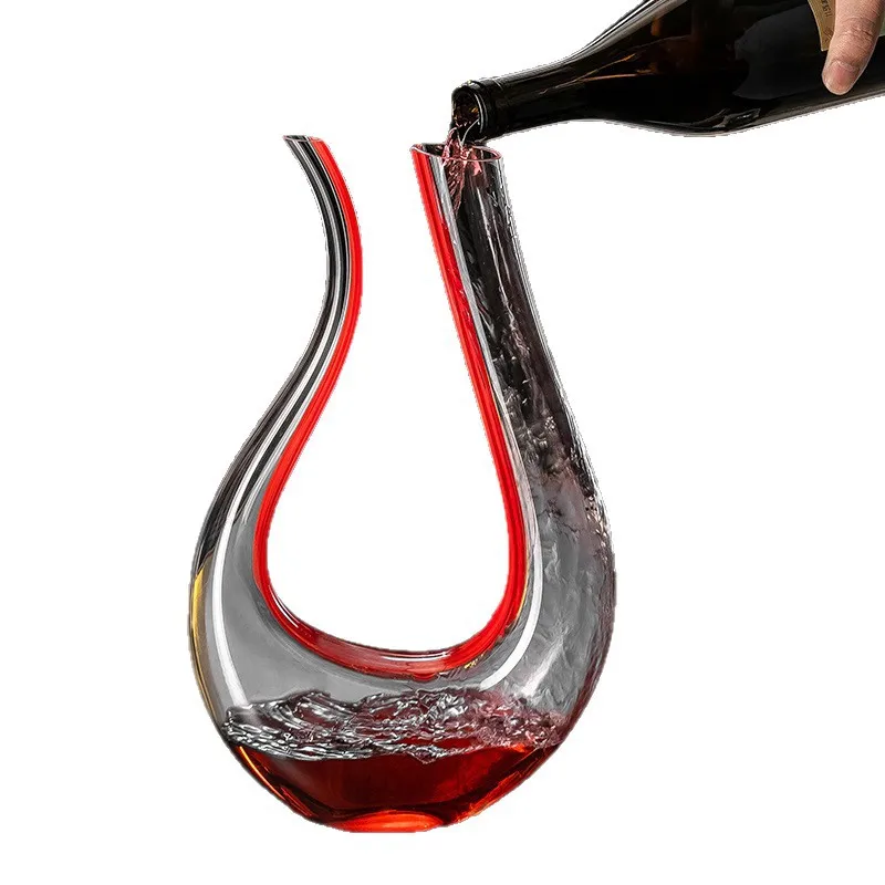 

High-value red wine glass decanter set, household luxury wine, high-end large red bow tie goblet wine set