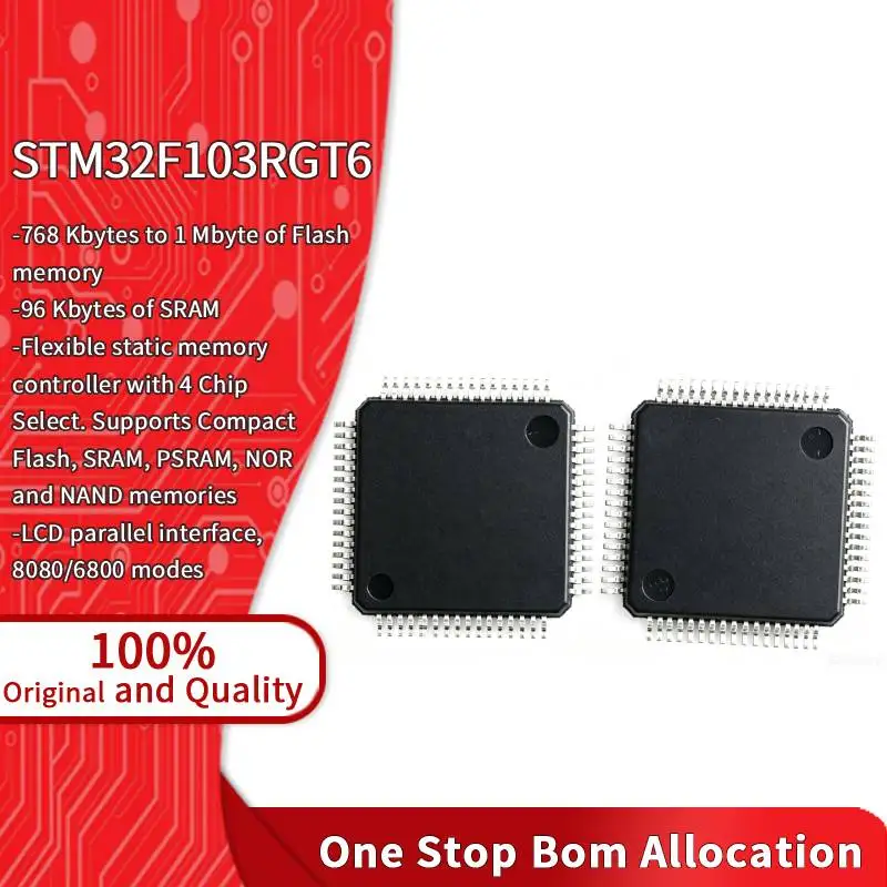 STM32F103RGT6 1MB Flash 32Bit MCU 96KB RAM LQFP64 72MHz For Industrial Development Project Circuit STM32F103 Original Chip