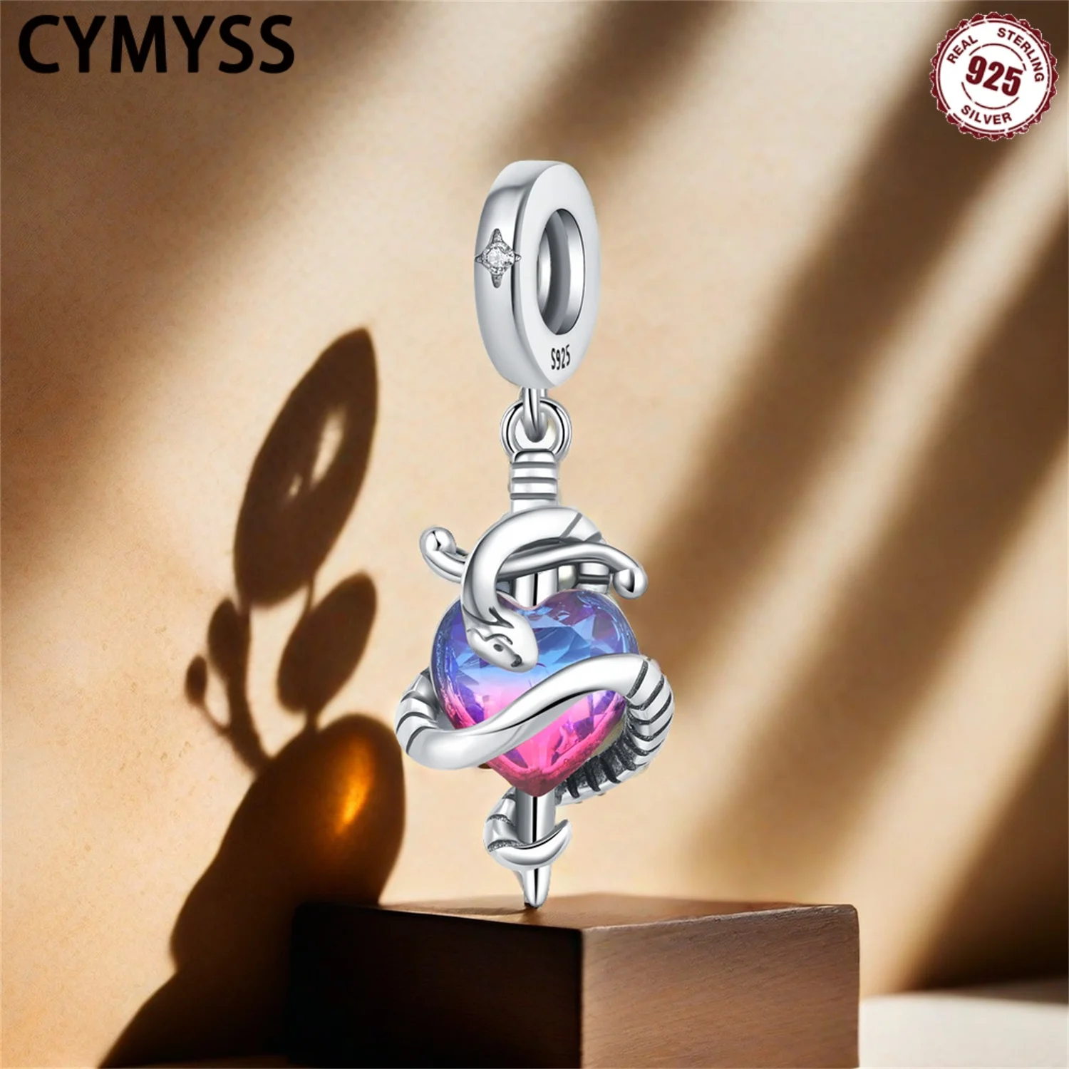 

CYMYSS Новинка 2025, стерлинговое серебро 925 пробы, змея, сердце, меч, циркон, кулон, бутик, подарок на день рождения, трендовые ювелирные изделия, женский кулон