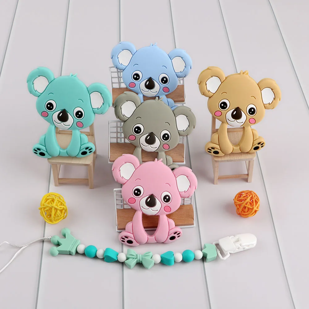 Kovict 1/2pc Cartoon Animal Dinosaur Baby Silicone Pendants Rodent BPA Free Food Grade DIY Pacifier Chain Necklace Accessories