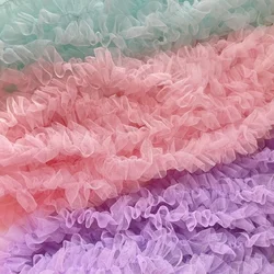 Pleated Mesh Lace Fabric, Ruffle Trim, DIY Collar, Bubble Skirt, Dress Cuffs, Sewing Material, 3 Yards, 5cm Wide