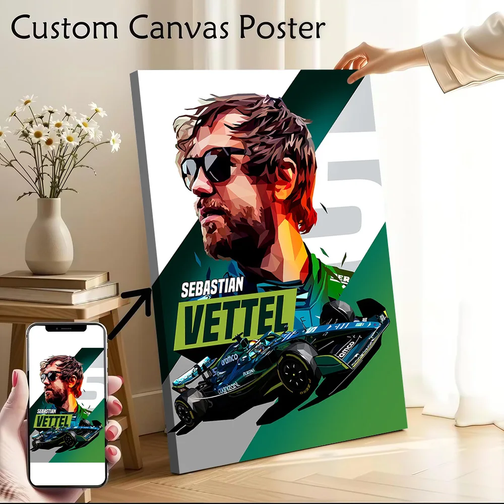 Racing Vettel Canvas Poster Wall Art Customizable High Quality Printed Picture for Home Decor Room Decorating Interior Wand Deko