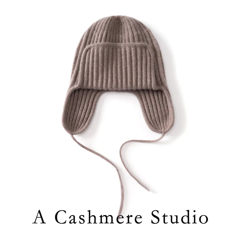 ZYCZCXX Russian Ushanka Hats With Earflap 100% Pure Cashmere Women Bomber Hats Ladies Windproof Snow Thicker Warm Winter Caps