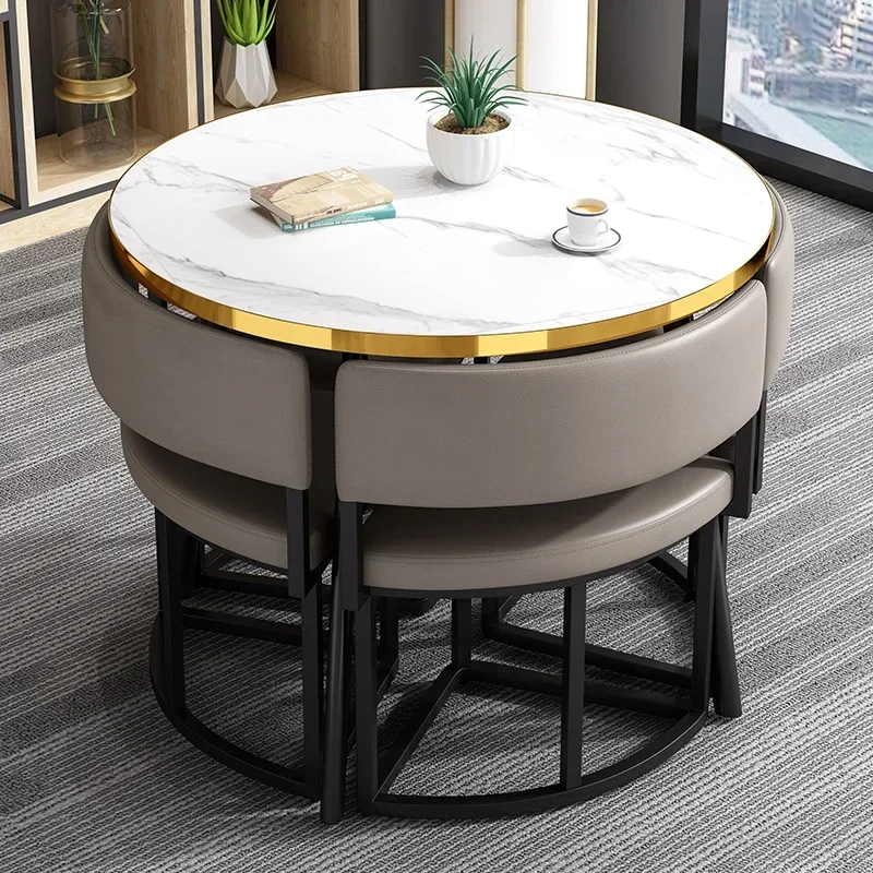 Witte Mobiele Eettafels Stoelen Set 4 Stoelen In Het Midden Van De Vloer Tafel Rond Luxe Kantoortafel Een Kribbe Huismeubilair Hdcz