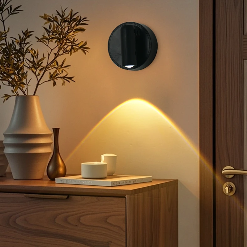 Magnetic LED Wall Lamp PIR Motion Sensor 3Colors350° Rotatable Type-C Rechargeable No Drill Night Light for Bedroom Stair Closet