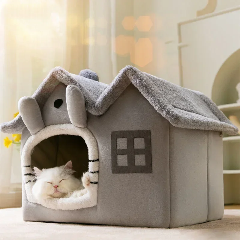 Casa dobrável para cães e gatos pequenos e médios, tapete de cama, ninho quente, produtos para animais, cesta para cachorros, sofá para inverno