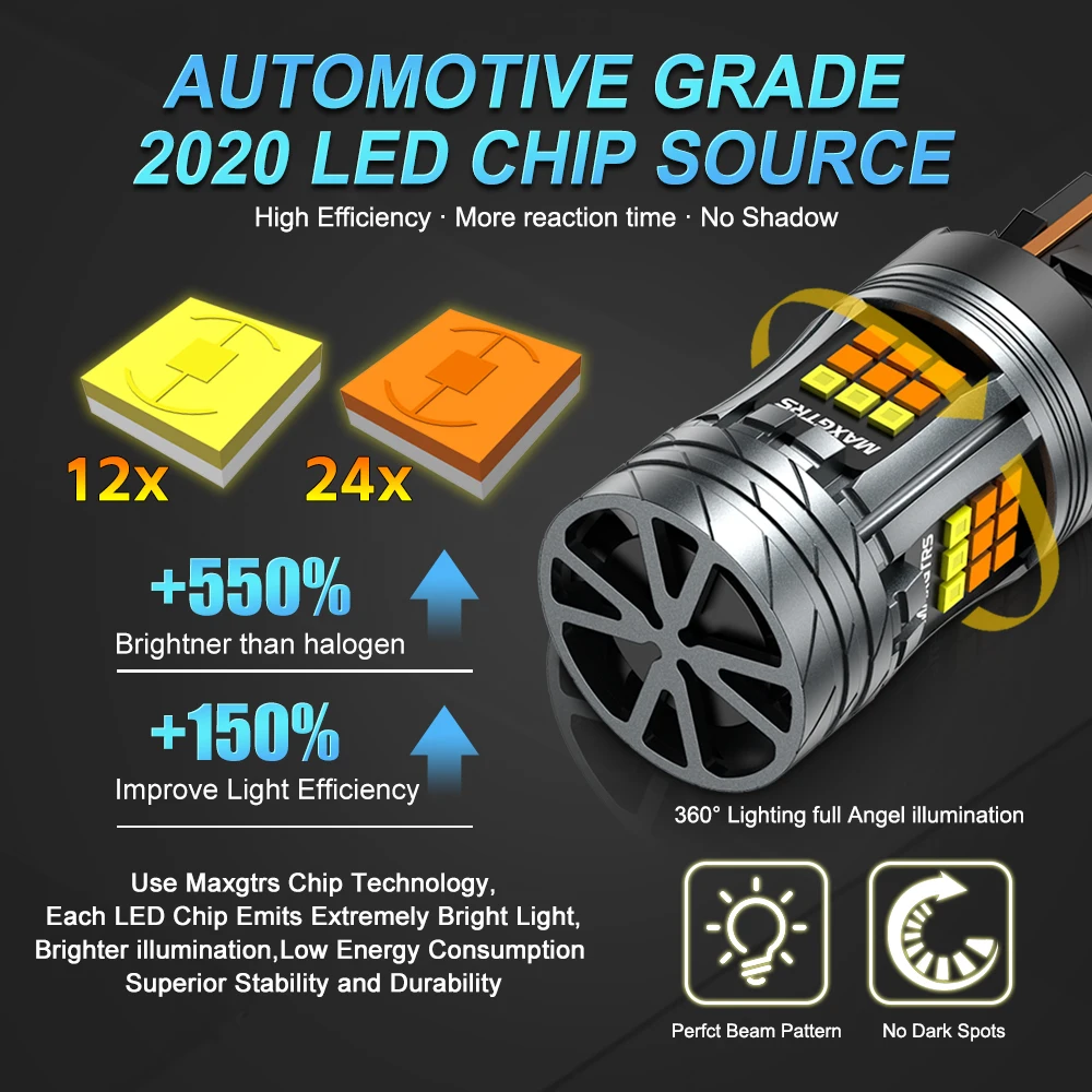 2x S25 1157 BAY15D T20 7443 W21/5W LED Canbus Lights T25 3157 P27W LED Bulb For Toyota Corolla Camry BMW Tail Turn Signal Light