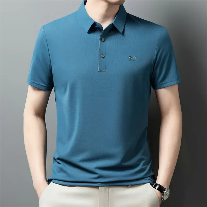 Thin Collar, Solid Color, Versatile and Seamless Craftsmanship, Short Sleeved T-shirt for Men's Summer New Product