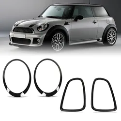 4pcs Car Headlight Taillight Surround Cover Trims Gloss Black Replacement For Mini R56 R57 R58 R59 Cooper S JCW 2007‑2015