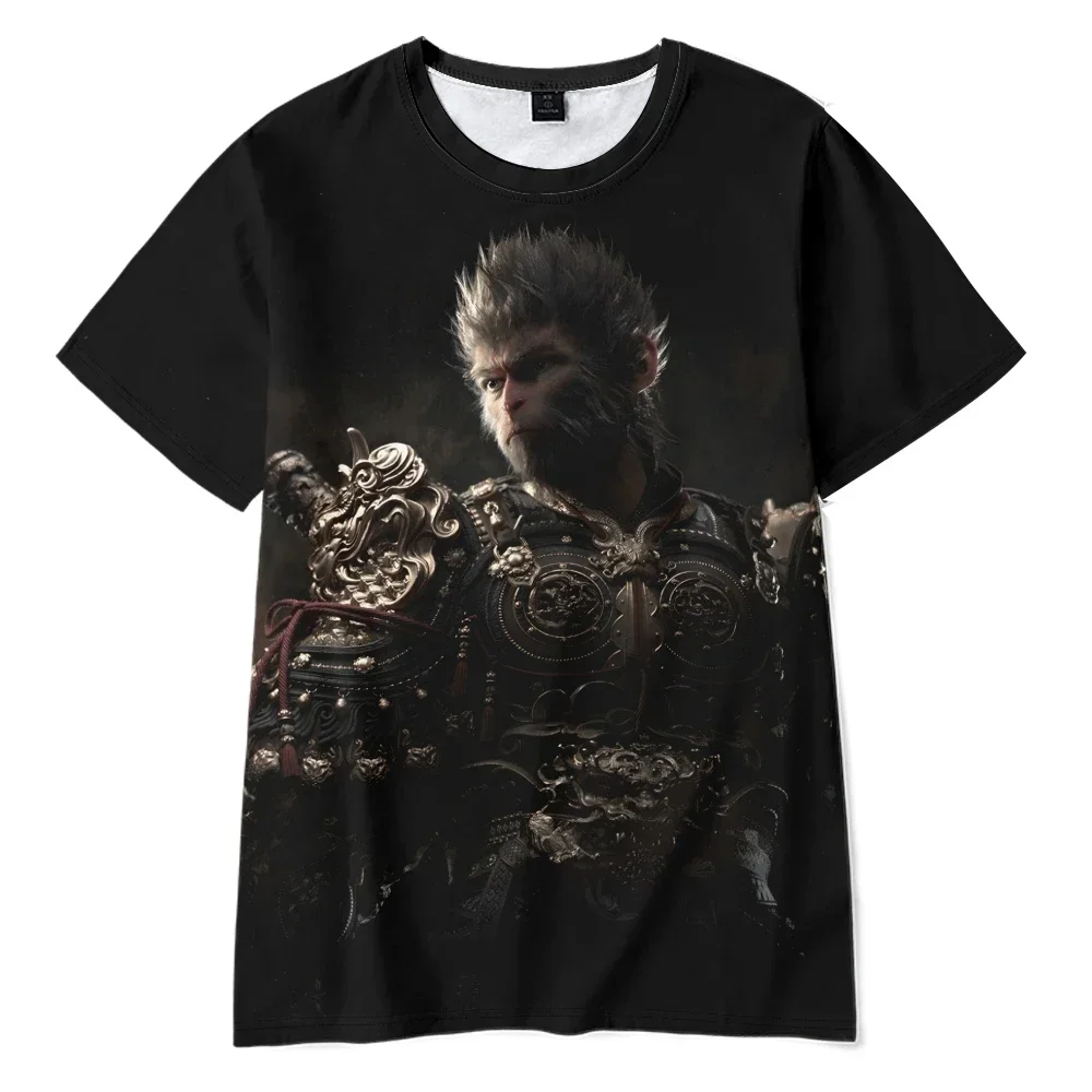

2024 Summer New 3D Black Myth Sun Wukong Cosplay T-shirt Street Harajuku Trend Top Men's T-shirt Top Halloween Costumes