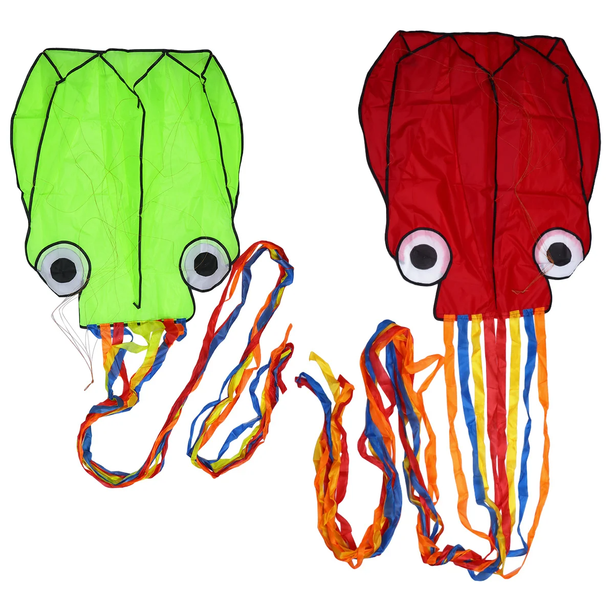 2 Stück Drachen, rahmenlos, einfacher Flyer, langer Schwanz für Outdoor-Aktivitäten, Strand, Park, Garten, Spielplatz, rot, grün, attraktiv