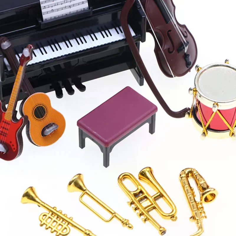 

1:12 Dollhouse Miniature Classical Musical Instrument Piano Guitar Saxophone Set Instrument Model Doll Home Life Scene Decor