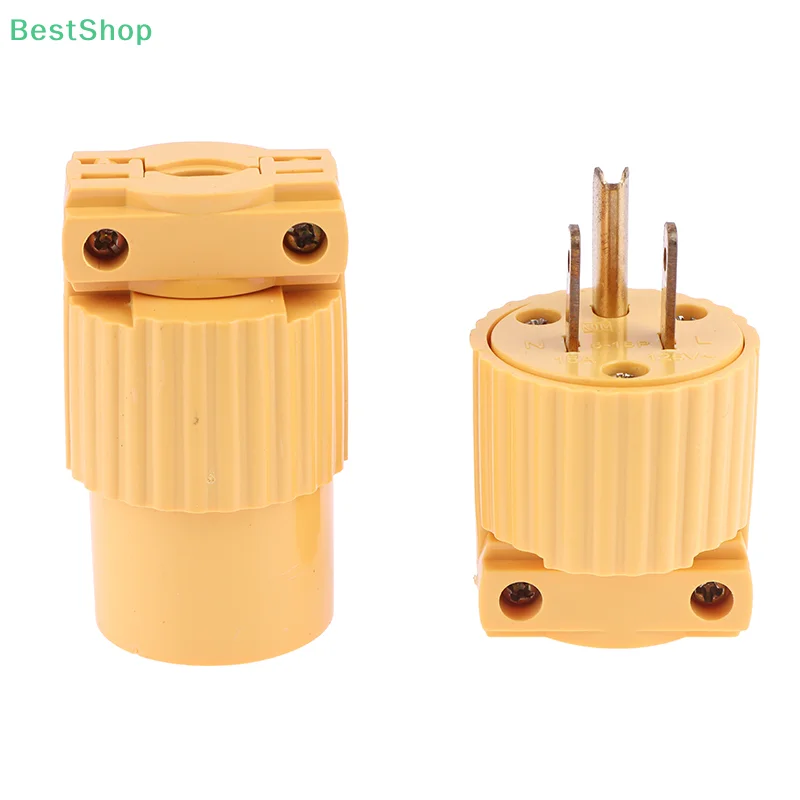 ★★★L5-15R L5-15P 15A US Industry Power Socket Plug Male Female 3 Pole Locked Wiring Connector L6-15R 6-15P Type B Yellow