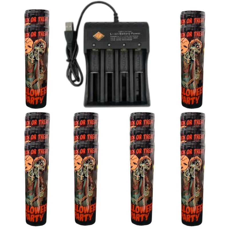 

2026 Authentic New style Halloween skull shape 18650 Lithium battery 3.7v rechargeable Lithium battery