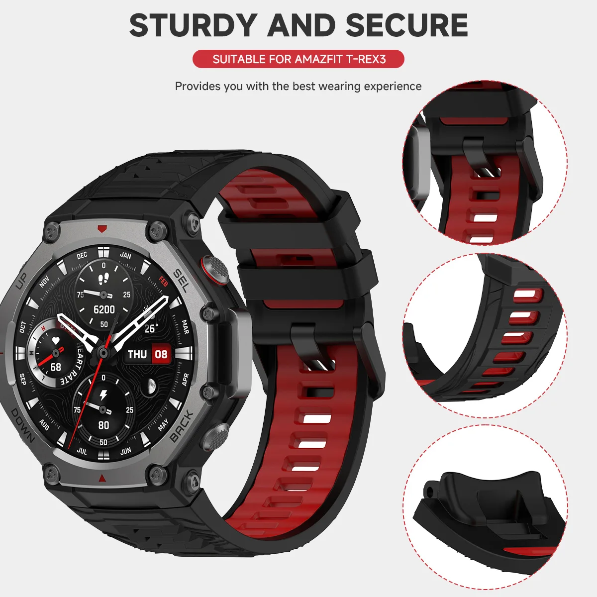 สายรัดซิลิโคนสําหรับ Amazfit T-rex 3 สายรัดข้อมือสมาร์ทวอท์ชกีฬาสําหรับ Huami Amazfit T-rex 3 สร้อยข้อมือ Correa
