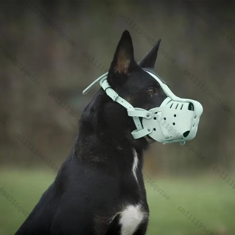 Durable Leather Anti-bite Cover with Adjustable Large Dog Muzzle