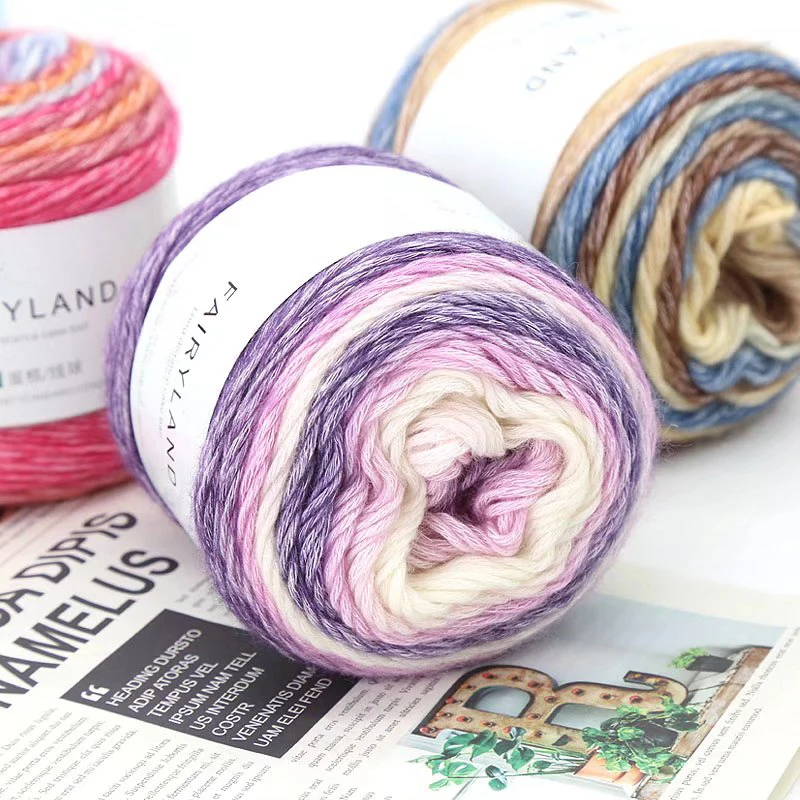 400g Colorful Section Dyed Pattern Gradient Dyed Yarn Rod Needle Thick Handmade DIY Knitted Sweater Scarf Yarn Ball