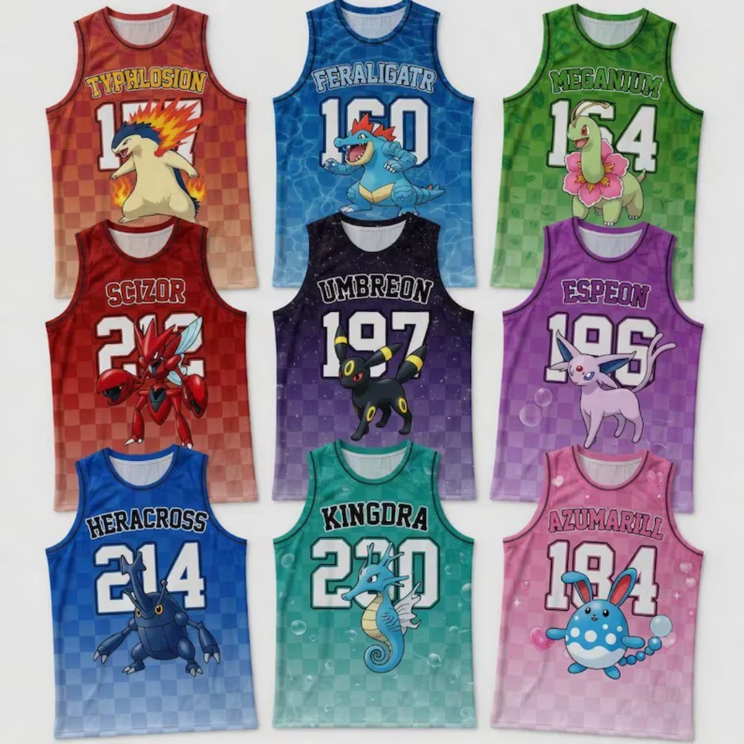 Pokémon Grafik-Basketballtrikot Scizor Umbreon Espein Ärmellose Weste Sommer Sport Herren T-Shirt Kinder- und Damenbekleidung ﻿ – Detail 2
