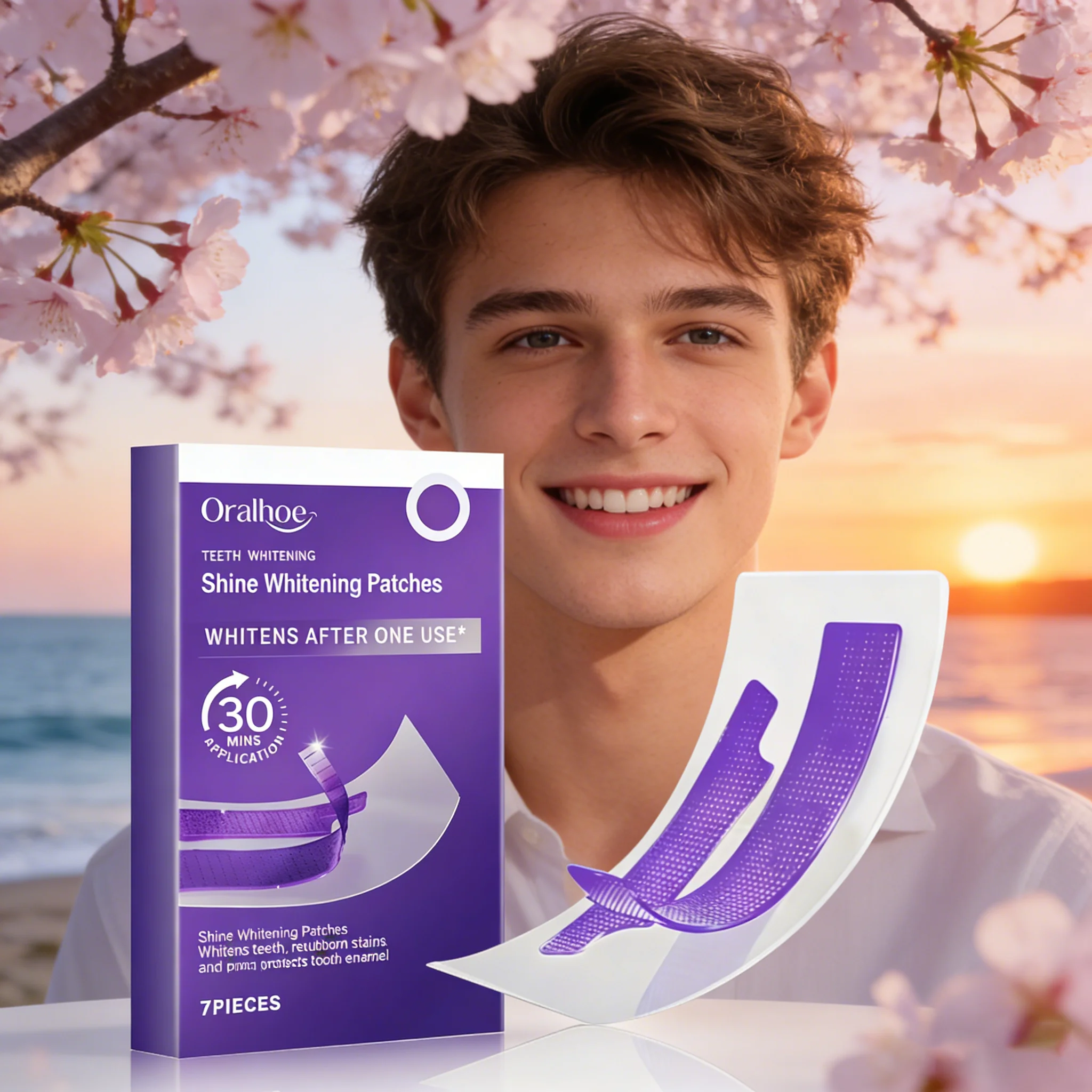 Purple Teeth Whitening Strips Remove Plaque Stain Brighten Teeth Clean Oral Hygiene Reduce Tooth Sensitivity Bleach Dental Strip