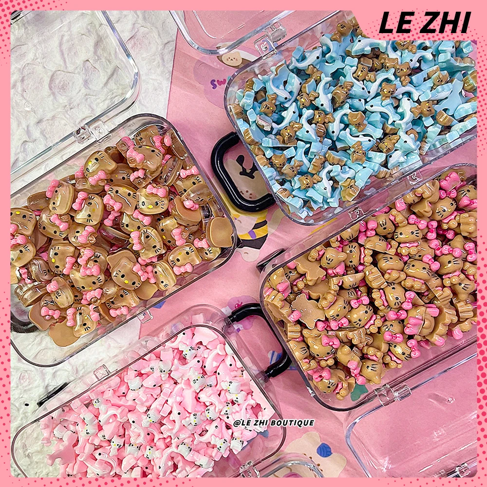 100/200Pcs Sanrio Hello Kitty Small Suitcase Nail Accessories Anime Cartoon Pool Party Charm Nail Decoration Party Stickers