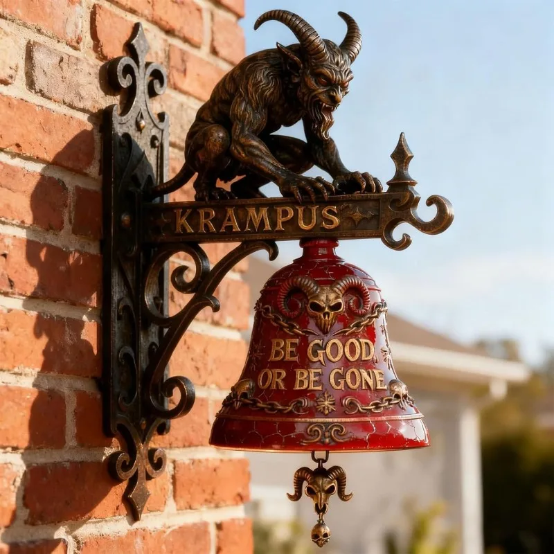 Creative New Goat Devil Doorbell Door Hanging Decoration Resin Craft Outdoor Door Plate Sign Ornament Funny Welcome Pendant