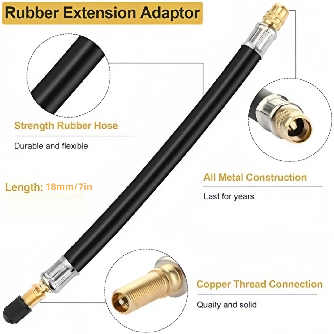 Universal Flexible Tire Valve Extension Adaptor 90 Degree Tyre Valve Extension Adaptor for RV Car Truck Motorcycle