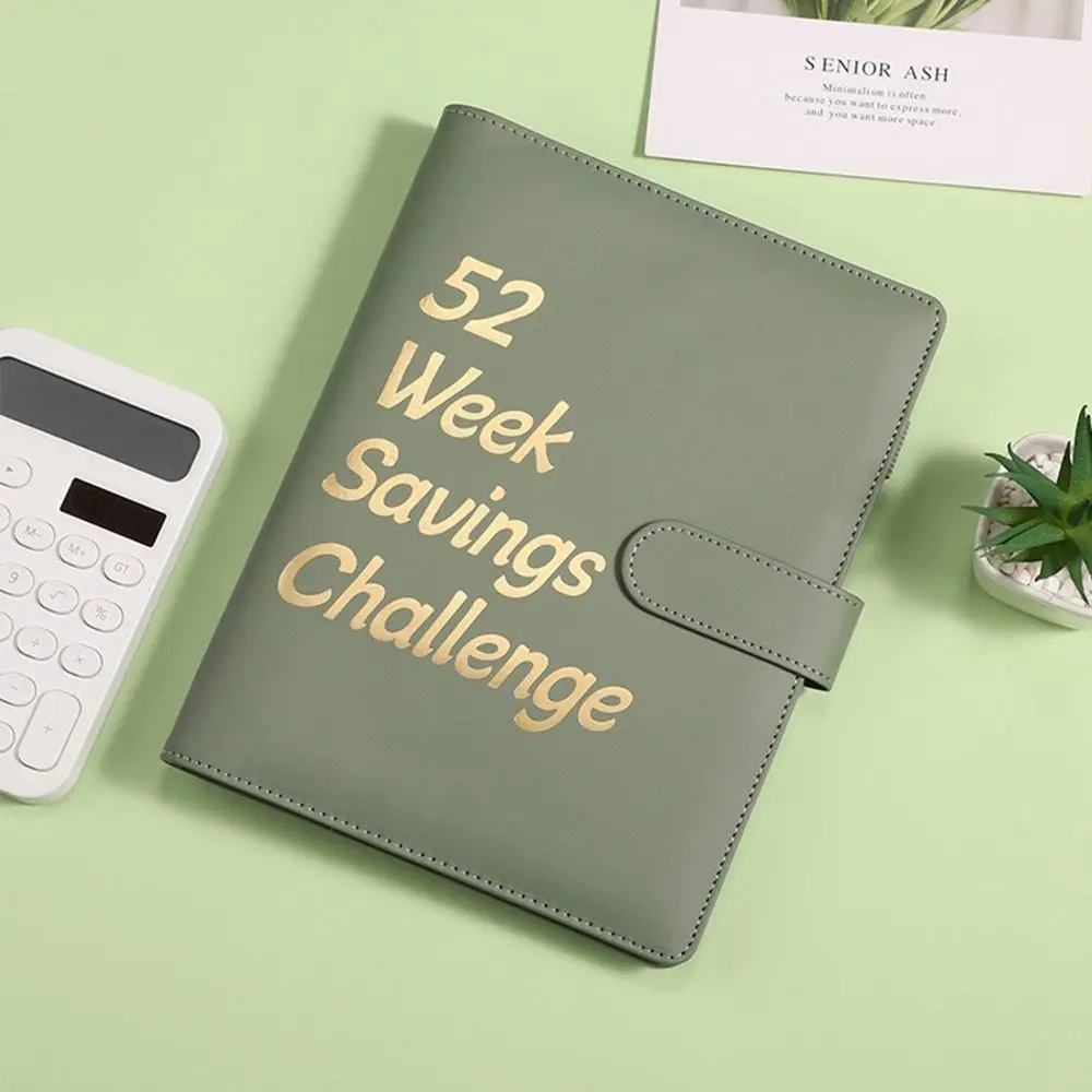 PU Money Saving Binder 52 Week Cash Envelopes Mini Budget Binder Durable Waterproof Envelope Savings Challenge Save Money