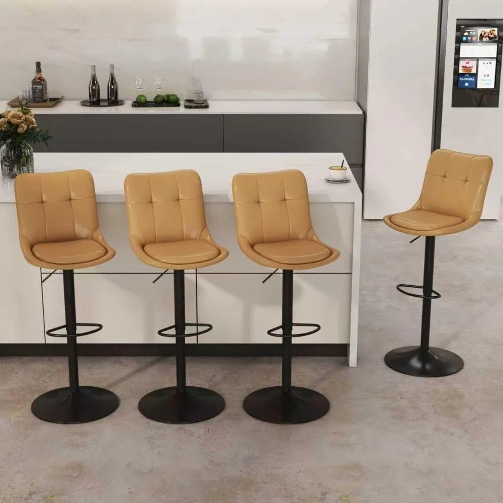 

Bar Stools Set of 4, Adjustable PU Leather Swivel Barstools, Modern Upholstered Counter Stools with Back, Customized