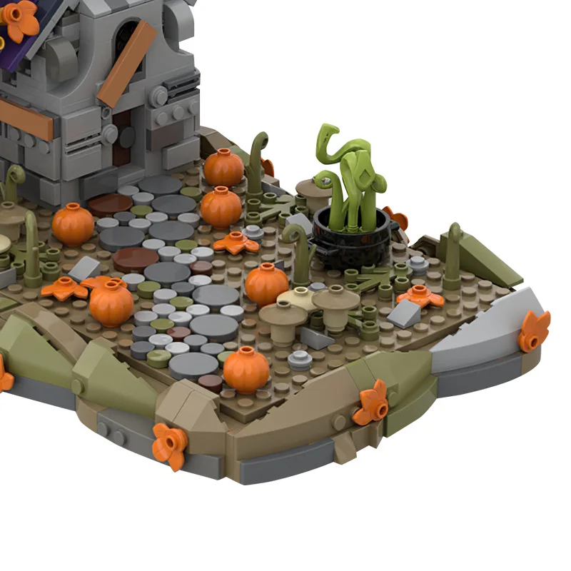 Halloween MOC Witch\'s Home Scene Ghost House Building Blocks Pumpkin Vine Plants Withered Tree Bricks Toys Compatible With LEGO