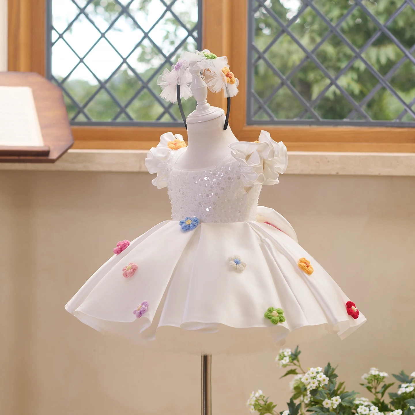 Girl's Dress Three-Dimensional Flower Flower Children's Puffy Veil Western Style Flower Lolita Princess Dress Children's Dress
