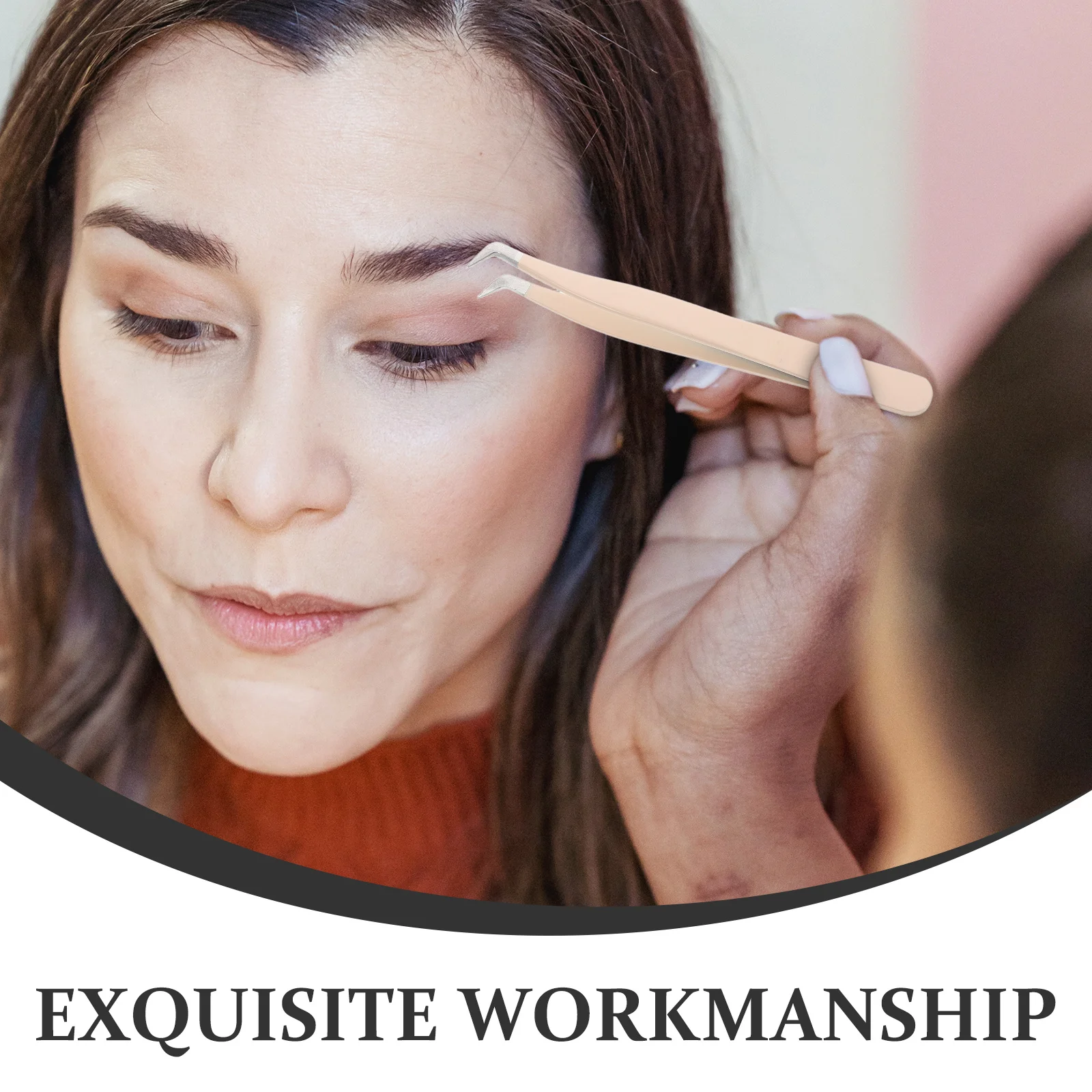 ملاقط الرموش الدقيقة طرف عازمة للرموش الصناعية أداة مكياج متعددة الوظائف لإزالة سهلة الاستخدام باللون البيج #3