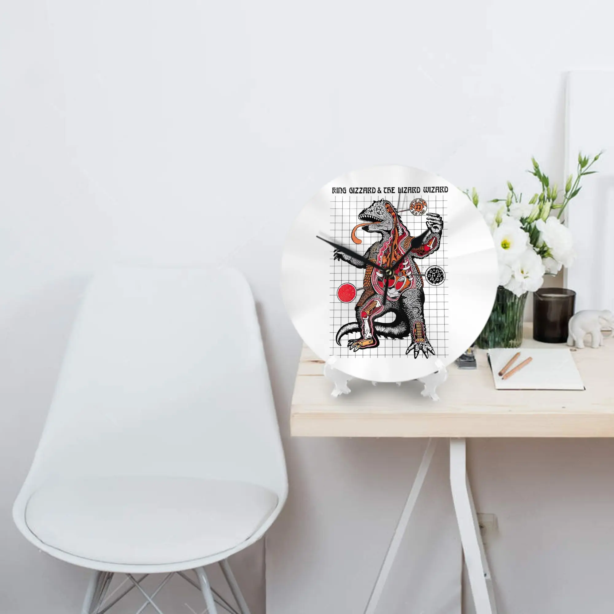 Chunky Shrapnel King Gizzard And The Lizard Wizard Rock Band Wall Clock Room Decoration Silent Round Clock for Bedroom Living